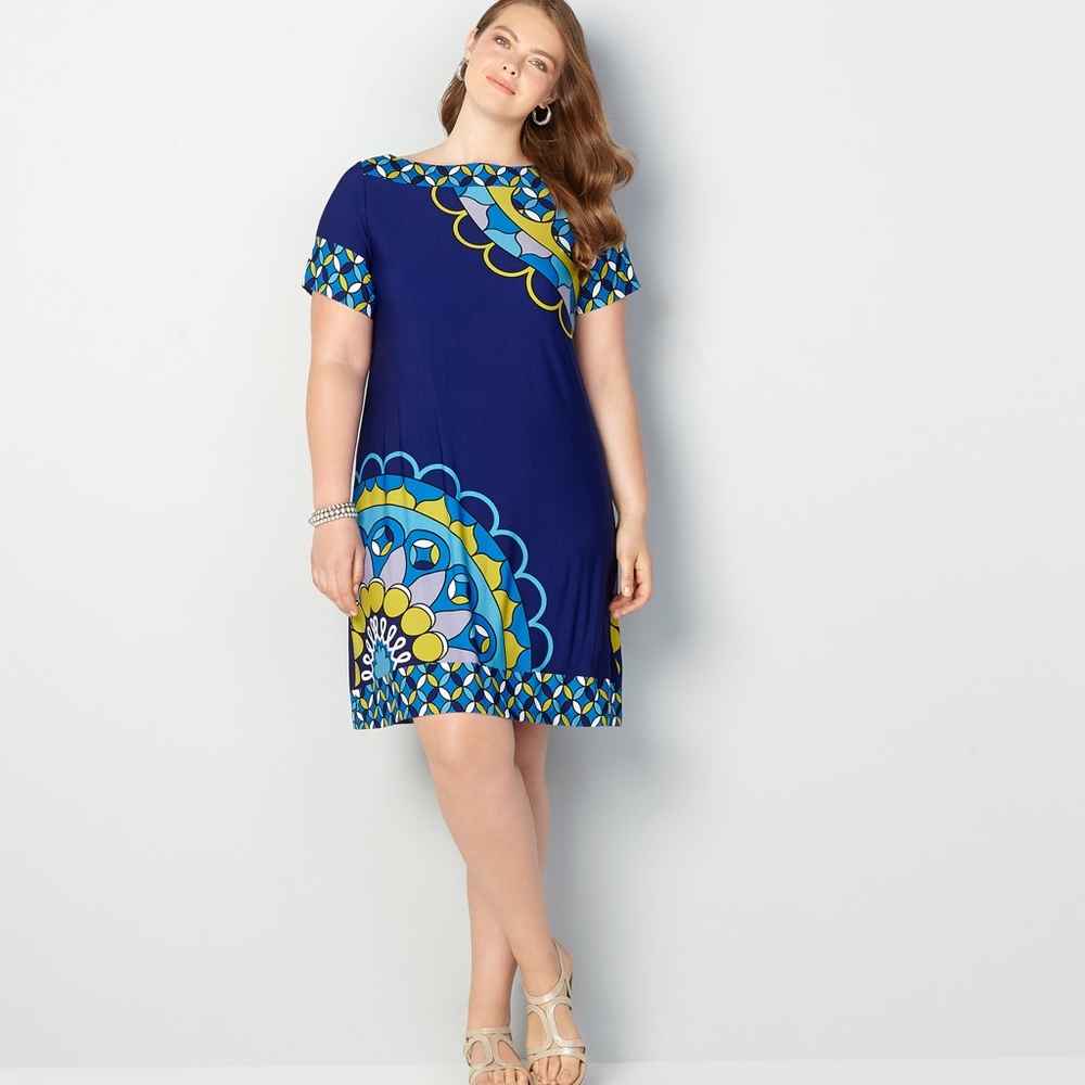 Avenue Mosaic Blue Dress Plus Size